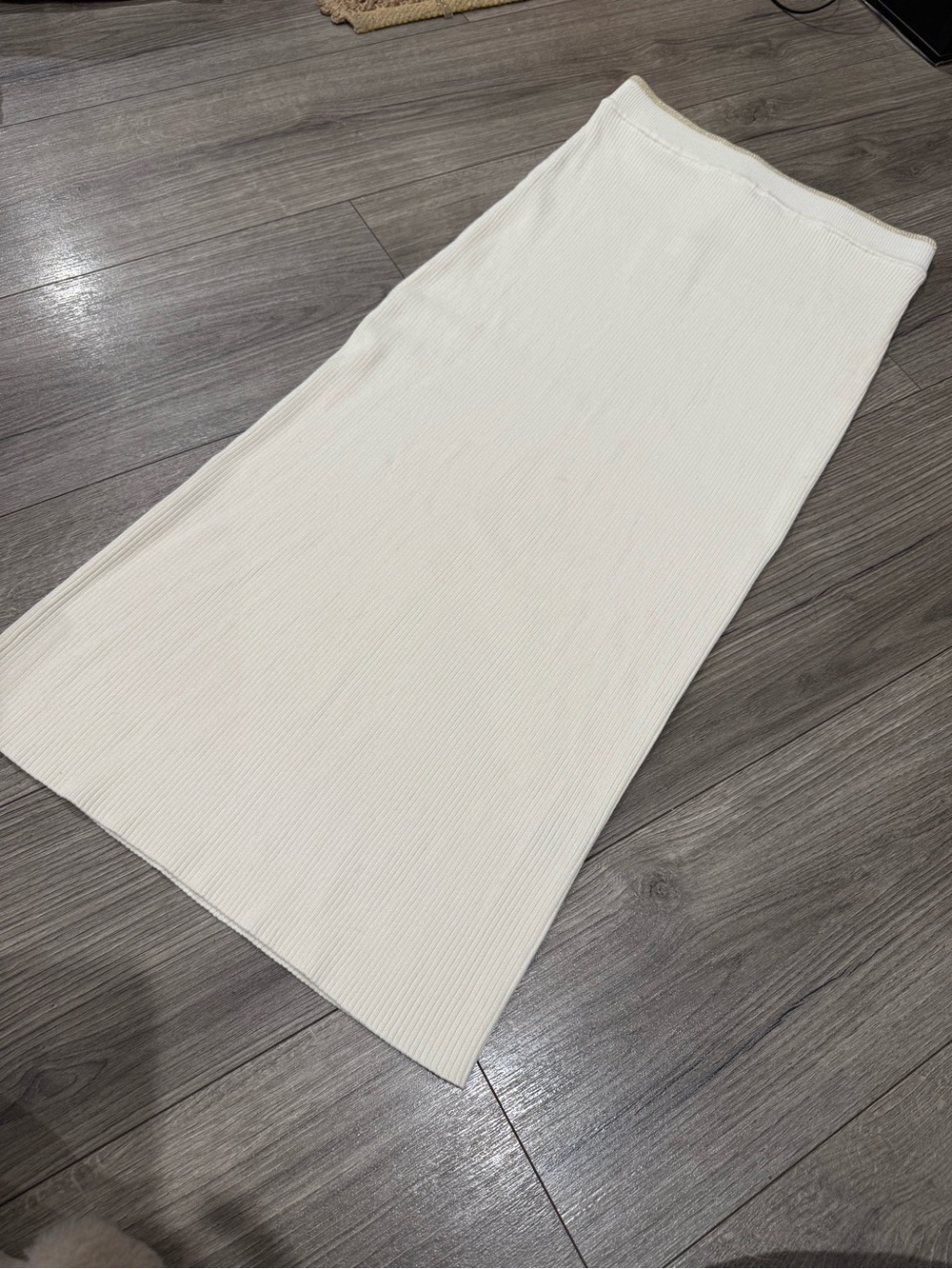 Ramy Brook white ribbed-knit midi skirt